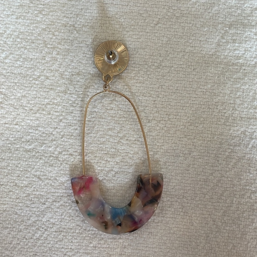 💐5/25 fun modern colorful acrylic teardrop open circle statement earrings - Picture 4 of 10
